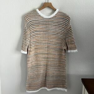 Zara Structure Textured Knit Dress Neutral Y2K USA Small/Medium